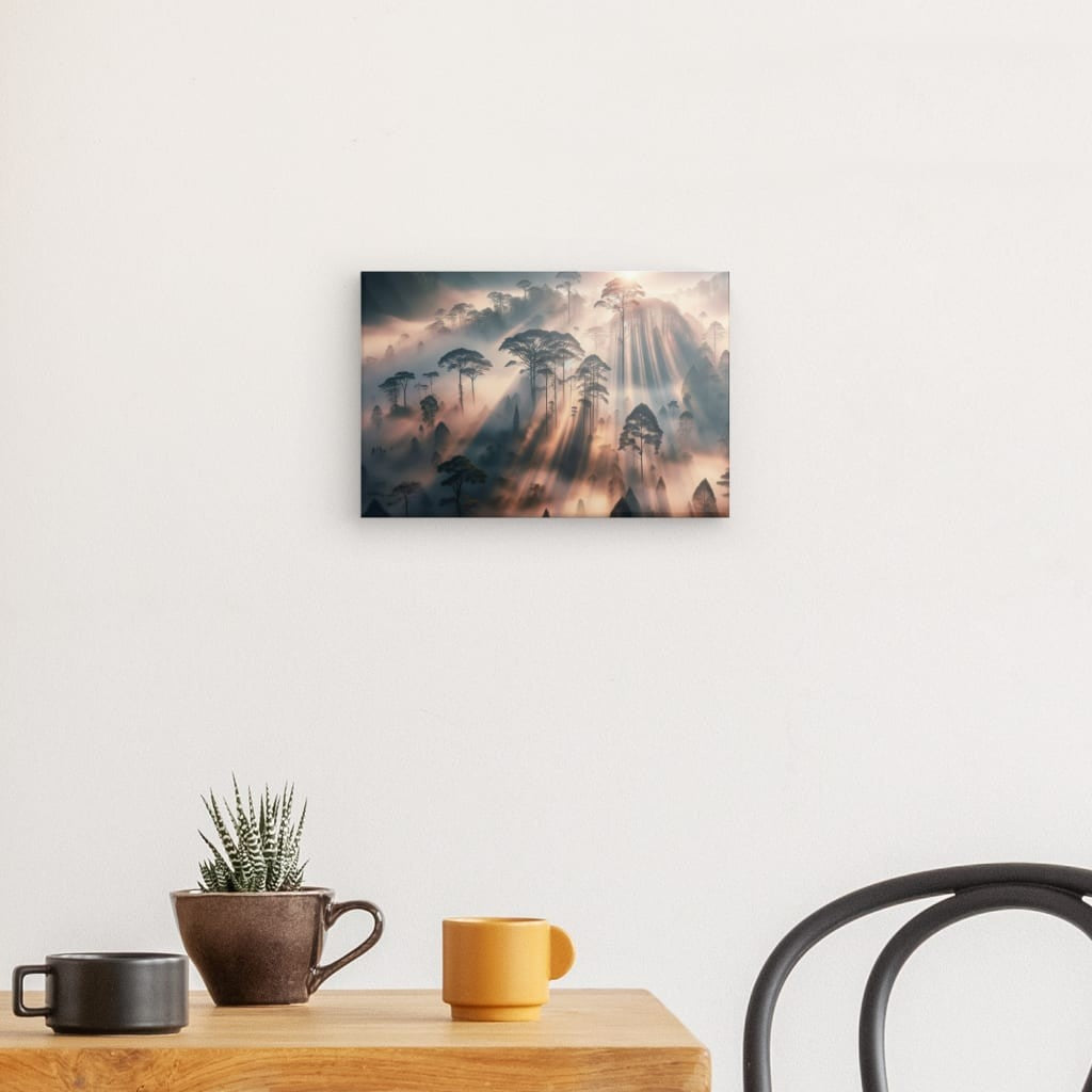 Mystical forest fog - canvas picture of nature