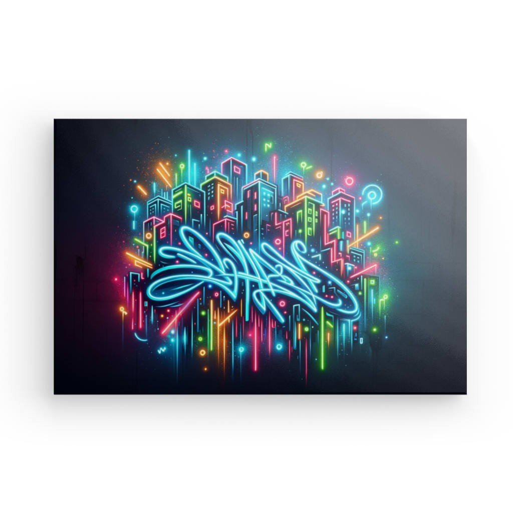 Neon Cityscape - Modern Graffiti Canvas Print