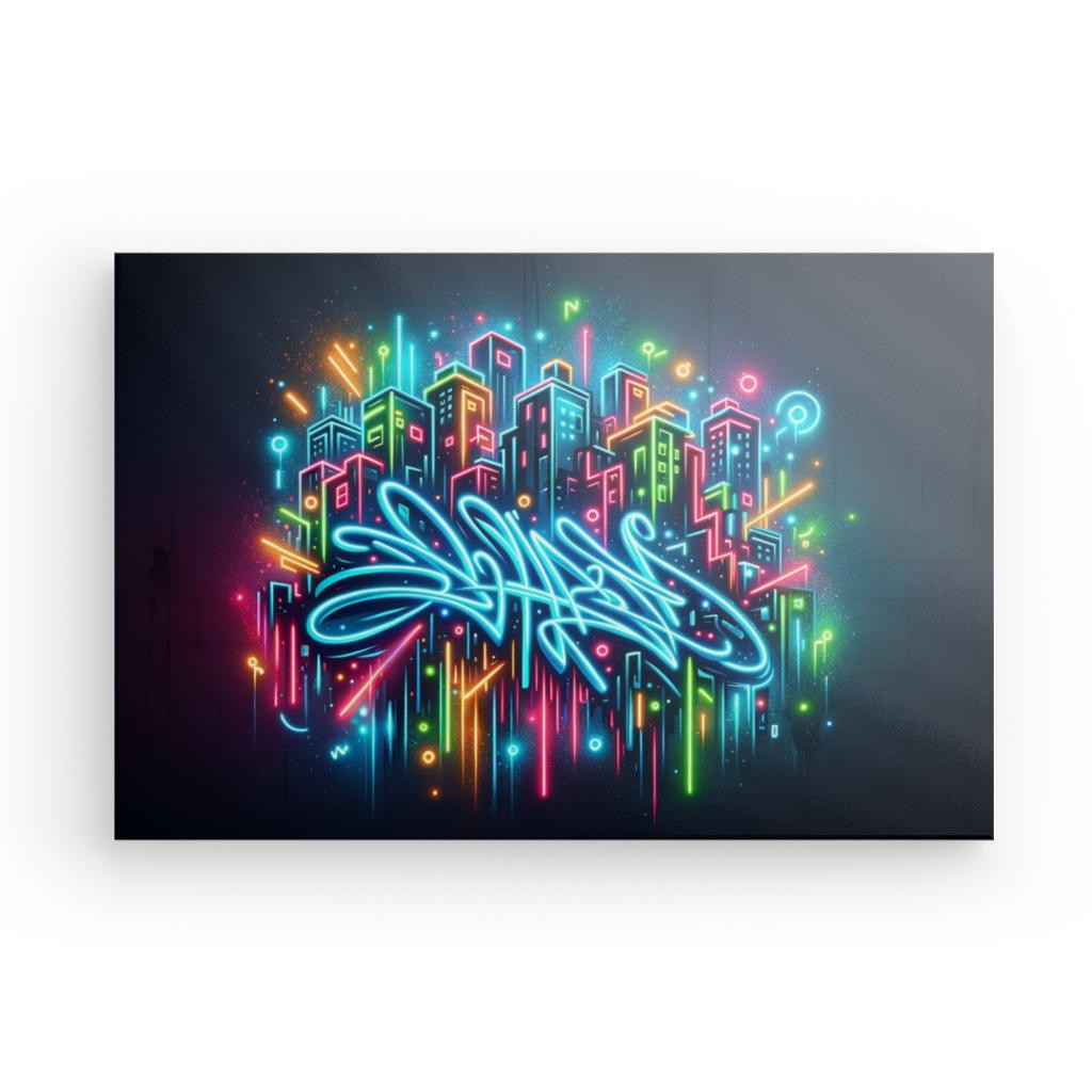 Neon Cityscape - Modern Graffiti Canvas Print