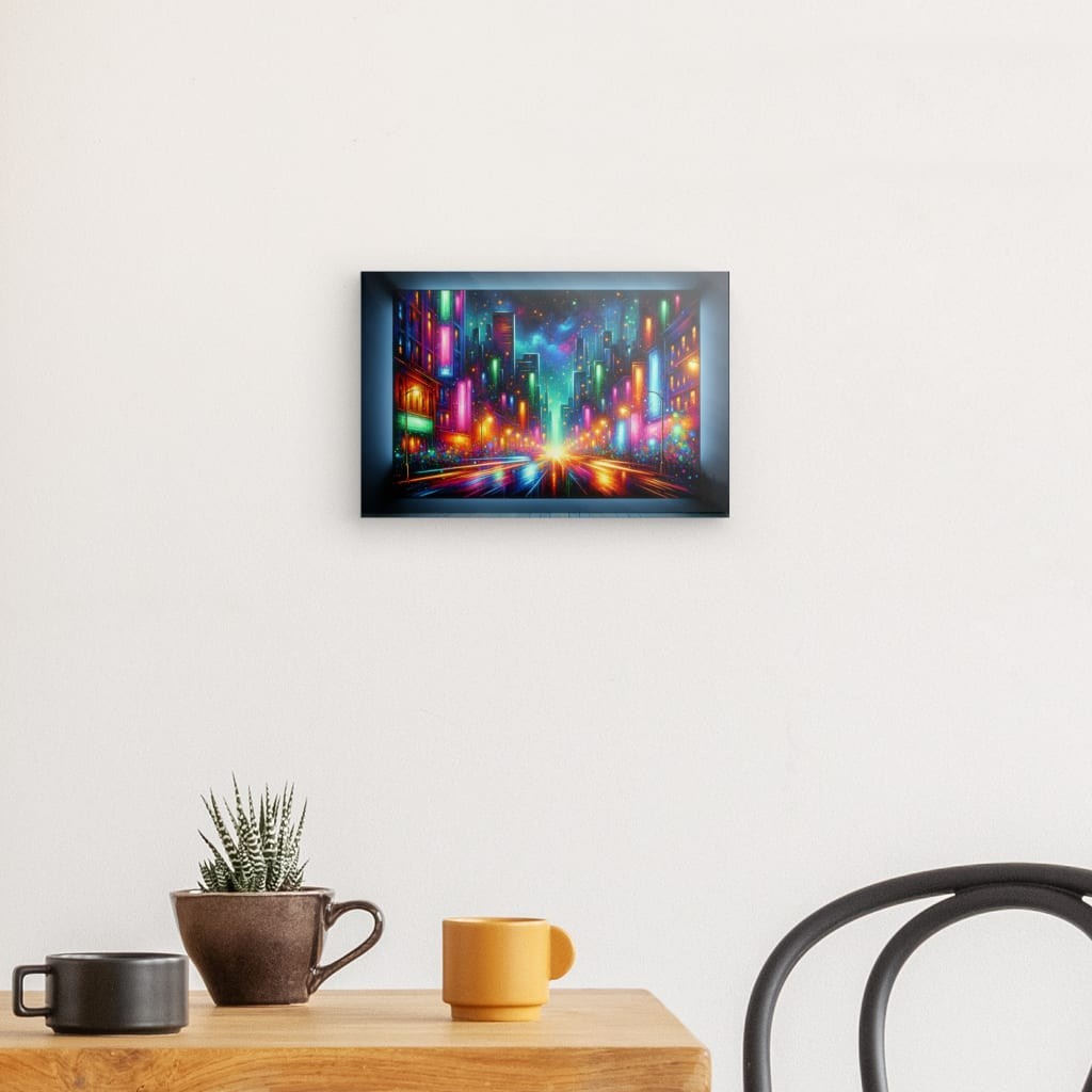 Neon Metropolis - Glowing Cityscape Canvas Print