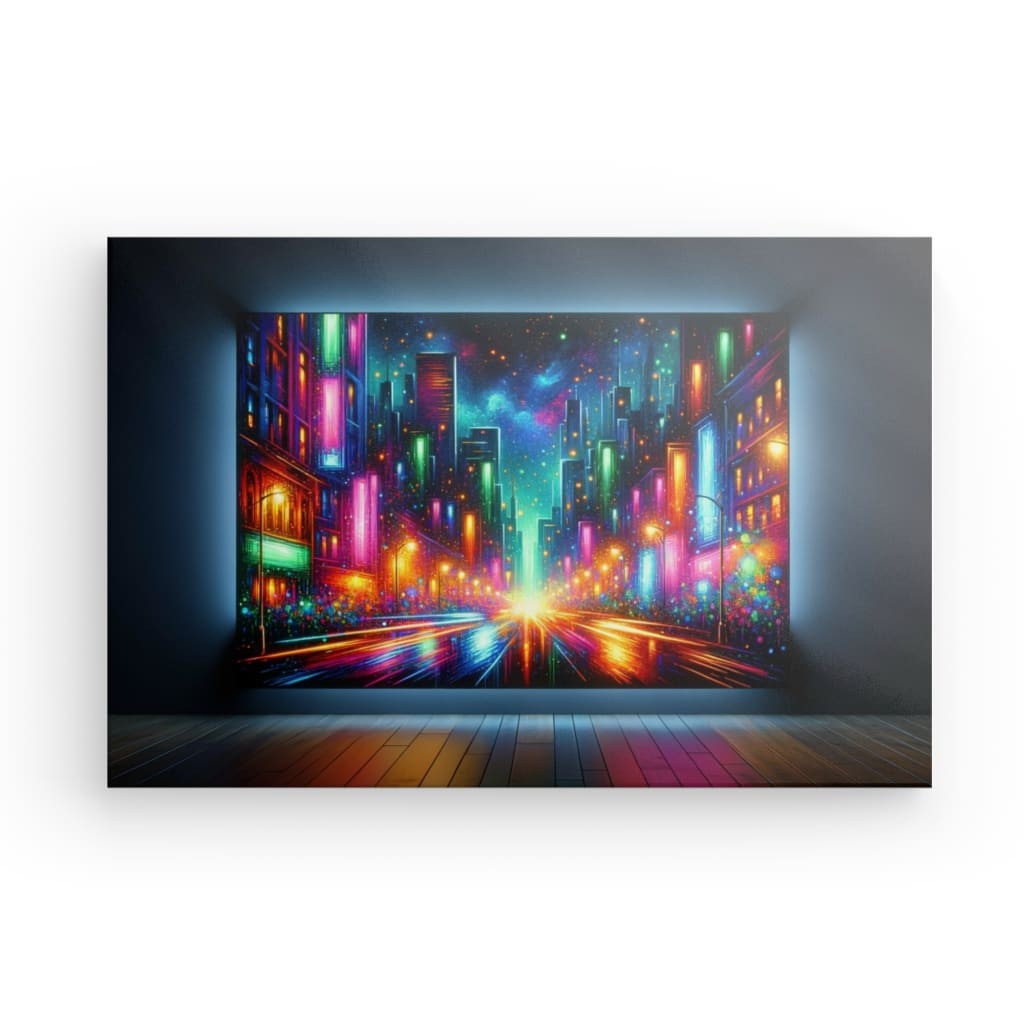 Neon Metropolis - Glowing Cityscape Canvas Print