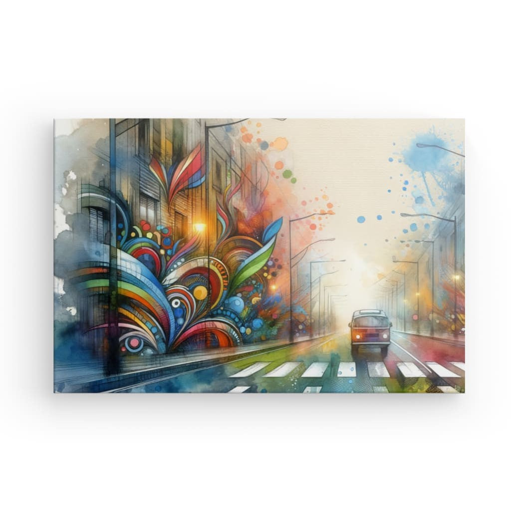 Urban play of colors - vibrant street art work on canvas
